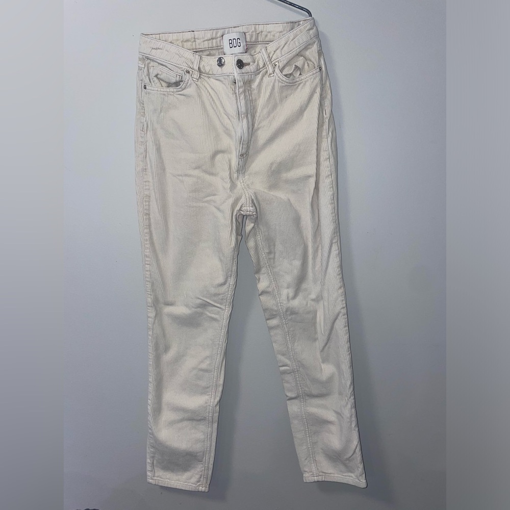 BDG High Rise Off-White Corduroy Mom Jeans